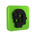 Black Human head puzzles strategy icon isolated on transparent background. Thinking brain sign. Symbol work of brain