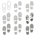 Black human shoes footprint various sole outline icons eps10