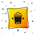 Black Ice bucket icon isolated on white background. Yellow square button. Vector Royalty Free Stock Photo