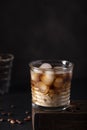 black ice coffee with milk in a glass Royalty Free Stock Photo