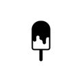 Black ice cream lolly isolated on white background. Popsicle ice-cream on a stick with chocolate.