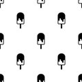 black ice cream lolly seamless pattern on white background