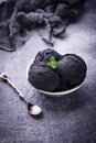 Black ice cream. Trendy food