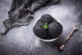 Black ice cream. Trendy food