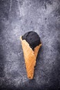 Black ice cream. Trendy food