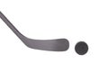 Black ice hockey stick and puck. Royalty Free Stock Photo