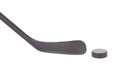 Black ice hockey stick and puck. Royalty Free Stock Photo