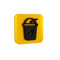 Black Iced coffee icon isolated on transparent background. Yellow square button.