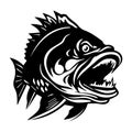 black icon of angry piranha.