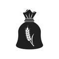 Black icon bag of grain is isolated on a white background in fla Royalty Free Stock Photo