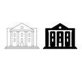 Black icon of bank or institute. Building of theater, library or public institution isolated on white. Vector outline