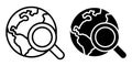 Globe Search Black Icon Bundle for Global Exploration and Worldwide Lookup Tools Royalty Free Stock Photo