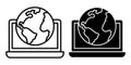 Globe on Laptop Black Icon Bundle for Global Remote Work and Online Technology Designs Royalty Free Stock Photo