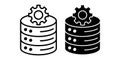 Database Settings Black Icon Bundle for System Configuration and Information Adjustment Royalty Free Stock Photo