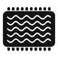 Black square cpu microchip icon with waves for motherboard Royalty Free Stock Photo
