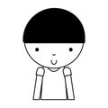 Black icon cute little boy cartoon Royalty Free Stock Photo