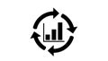 Black Icon of Bar Chart within Circular Arrow Loop Representing Data Analysis Cycle graph Royalty Free Stock Photo