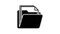 Black Icon of an Open Folder with Documents on a White Background file symbol Royalty Free Stock Photo