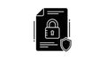 Black document icon with a padlock and shield on a white background file paper Royalty Free Stock Photo