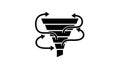 Black funnel icon with arrows indicating flow and processing on a white background symbol Royalty Free Stock Photo