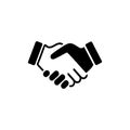black icon handshake isolated on white background Royalty Free Stock Photo