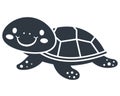 black icon of a kind turtle character. sea animal. Royalty Free Stock Photo