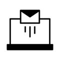 Black icon laptop sending email Royalty Free Stock Photo