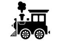 black icon of old coal train. children toy. Royalty Free Stock Photo