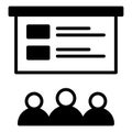 Black icon Presentation board with audience. Royalty Free Stock Photo