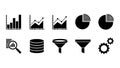 Black Icon Set for Data Analysis Business Reporting and Process Optimization Royalty Free Stock Photo