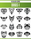 Black Icon Set Dogs I Royalty Free Stock Photo