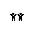 Black icon of sign two people, two children, girl and boy. Vector illustration eps 10 Royalty Free Stock Photo