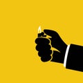 Black icon, silhouette hand holding lighter vector Royalty Free Stock Photo