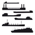 Black icon silhouettes of barges Royalty Free Stock Photo