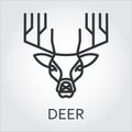 Black icon style line art, head wild animal deer. Royalty Free Stock Photo