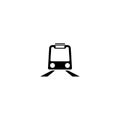 Black icon of traveling train sign. Vector illustration eps 10