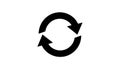 Black icon of two circular arrows forming a loop on white background refresh reload Royalty Free Stock Photo
