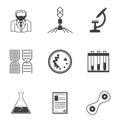 Black icons for bacteriology Royalty Free Stock Photo