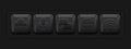 Black Icons Basic Set. UI App 3d Buttons