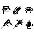 Black icons collection of construction equipment Royalty Free Stock Photo