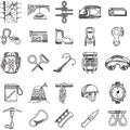 Black icons collection for rock climbing Royalty Free Stock Photo