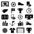 Black icons about football Royalty Free Stock Photo