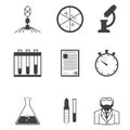 Black icons for microbiology Royalty Free Stock Photo