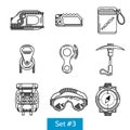 Black icons for rock climbing equipment Royalty Free Stock Photo