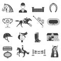 Black Icons Set With Horse Equipment Royalty Free Stock Photo