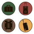 Black icons suitcases for travel