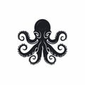 Octopus Circle Silhouette: Realistic Algeapunk Animal Portrait Royalty Free Stock Photo