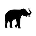 Black image elephant Asia walking, graphics design vector outline Illustration