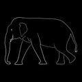 Black image outline elephant Asia walking, graphics design vector Illustration