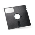 Black 5.25 inch retro floppy disk or diskette isolated on white background Royalty Free Stock Photo